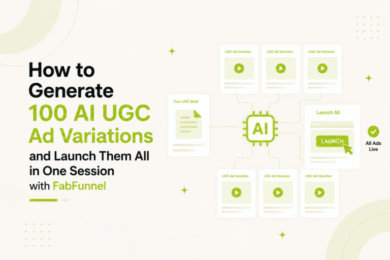 How to Generate 100 AI UGC Ad Variations and Launch Them All in One Session with FabFunnel